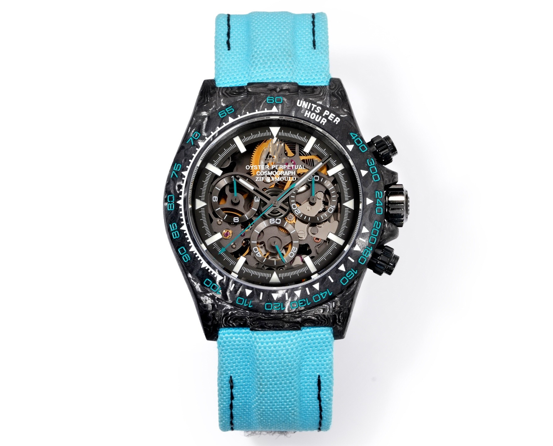 TWF Mechanics watch has a diameter of 40 millimeters V2 Upgrade featuring an openwork 4130 integrated movement sapphire crystal glass and an all-carbon fiber