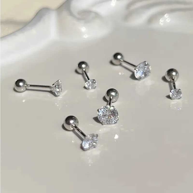 3Pairs Classic Round Zirconia Stud Earrings For Women Stainless Steel Womens Cartilage Tragus Lobe Daith Piercing Jewelry C251103