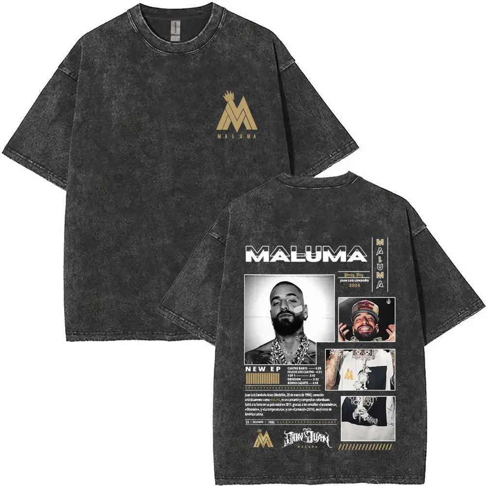 Vintage Washed Rapper Maluma Pretty Dirty Europet Tour 2025 T-shirt Men Women Fashion Oversized Tshirt Male Hip Hop Streetwear X250403