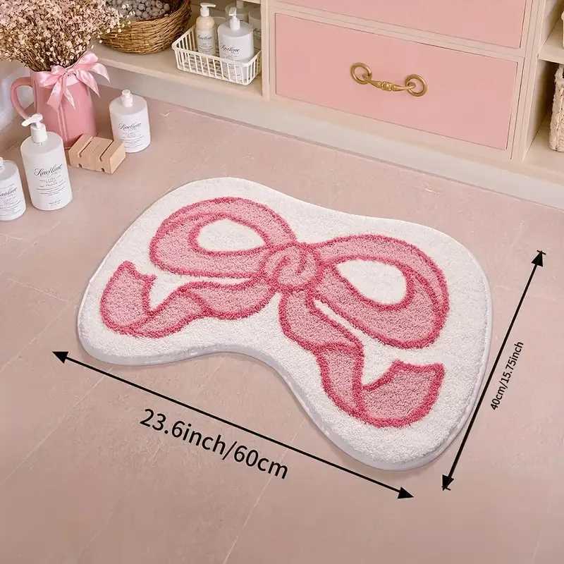 VIKAMA Interior Carpet Creative Pink Bow tie Imitation Cashmere Bathroom Water-absorbing Floor Mat Non-slip Foot Mat C251103