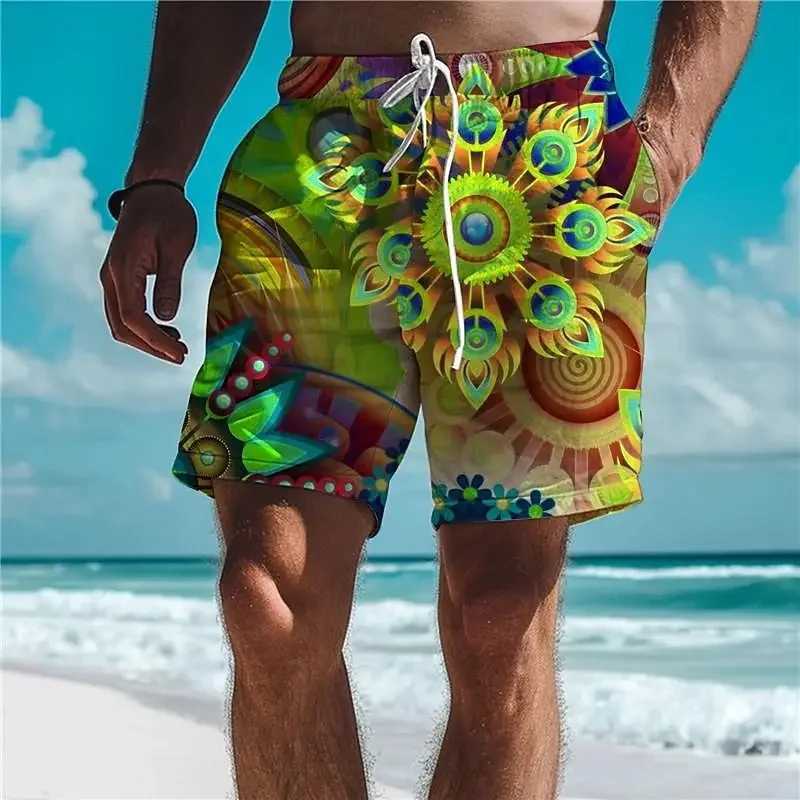 Summer mens hot fashion quick drying beach pants flamingo 3D printed swimming shorts stretch waist rope Hawaiian style holiday W250403