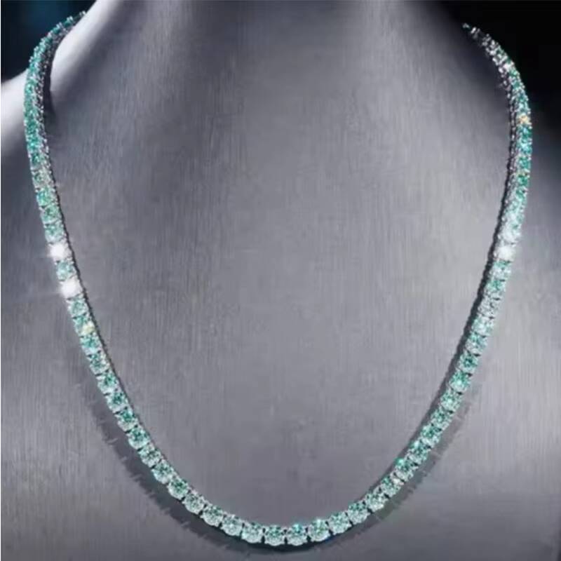 Hip Hop Rainbow Zircon Accessories Fashion Women Jewelry Rainbow Tennis Necklace