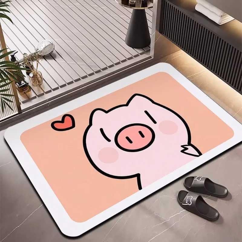 Diatom mud shower room toilet floor mat cartoon water absorption wear-resistant non-slip door mat foot mat C251103