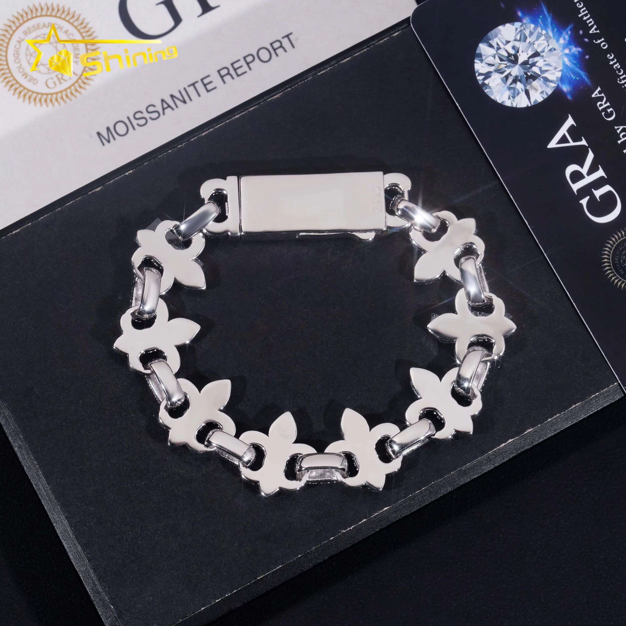 New Style Pass Diamond Tester Silver 925 Gold Plated Hip Hop Jewelry 15mm Custom Lock Moissanite Cross Cuban Link Bracelets