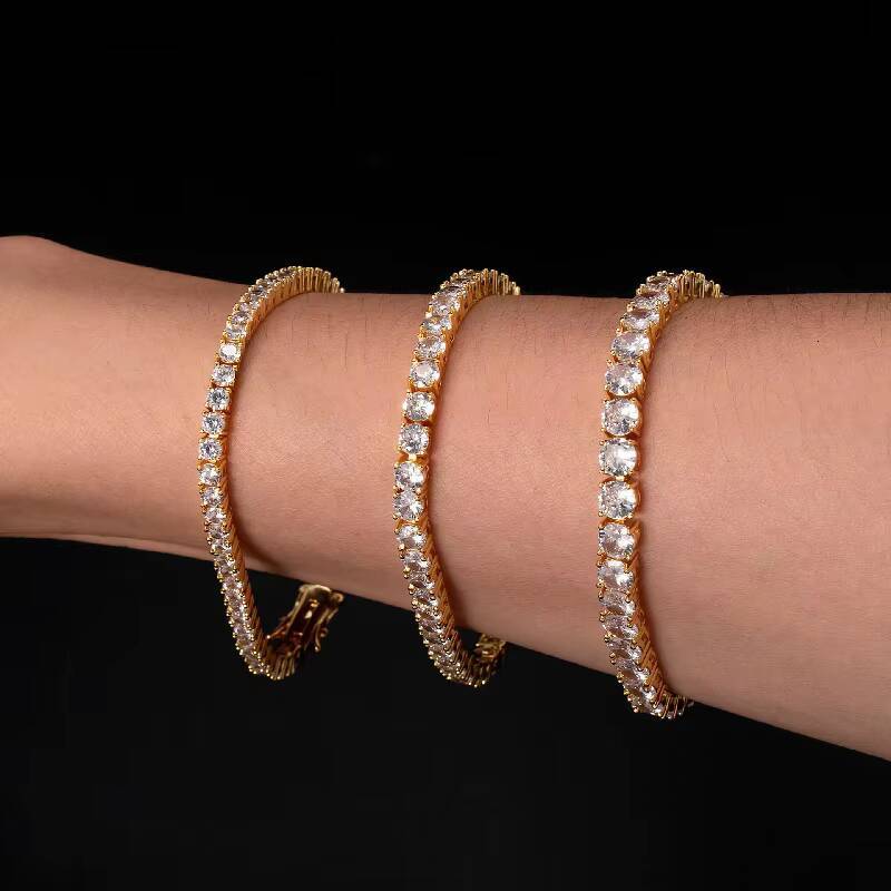 New 925 Silver Moissanite Tennis Bracelet 4mm Hip Hop Single Row Full Diamond Bracelet