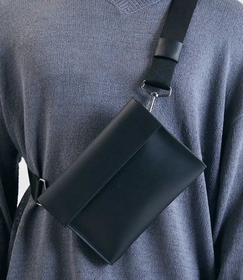Brand Men Shoulder Bag Pu Leather Korean Messenger Bags for Man New Small Male Crossbody Chest Phone bag Designer Handbags BlackW251103