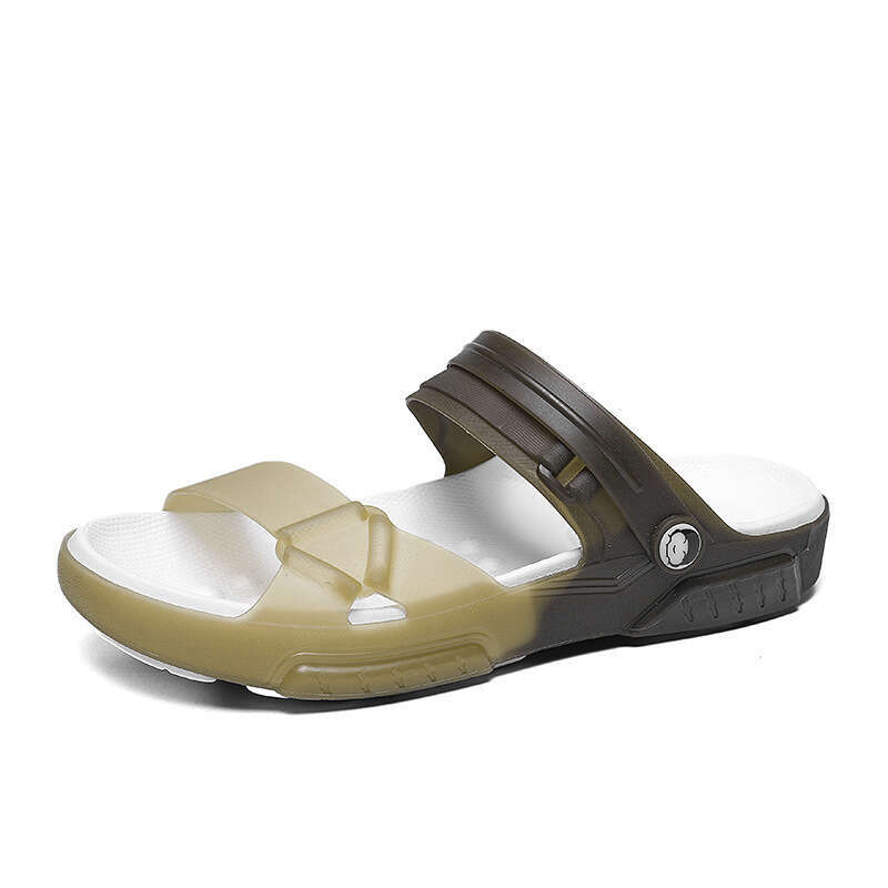 Large size men's thick soled perforated shoes 2024 new summer jelly opening fashionable outdoor beach sandals for men
