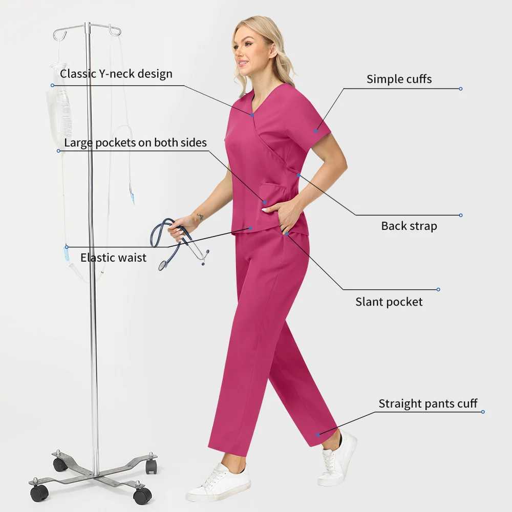 Niaahinn Scrubs Set Women Dental Surgery Nurse Suit Operating Room Medical Uniform Hospital Working Uniform Set Medical Workwear J251103