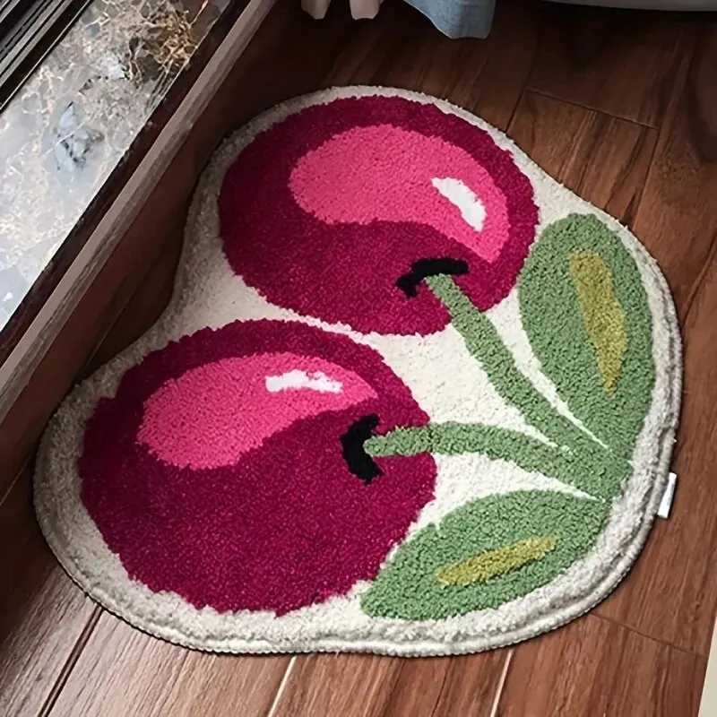 Cute Cherry Bath Mat Absorbent Microfiber Bathroom Rugs Fluffy Non-Slip Fruit Shaped Doormat Bathtub Carpet For Bathroom C251103