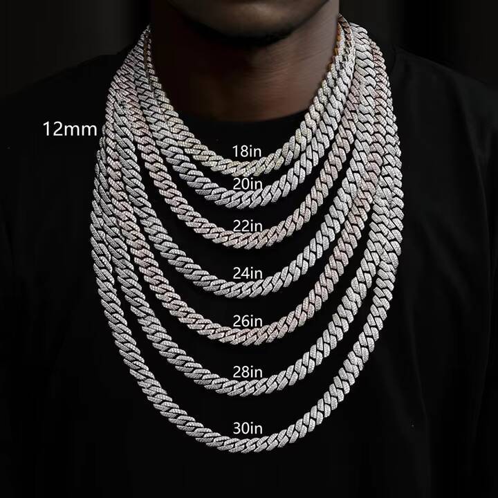 Fine Jewelry Hot Sale 12mm 2rows Vvs Moissnaite Iced Out Hip Hop Jewelry Moissanite Cuban Chain