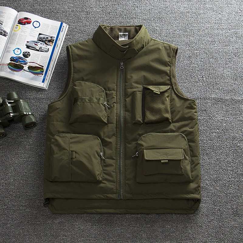 Autumn Mens Military Tactical Vest OutdoorsTravel Fishing Climbing Sport Photography Multi-pocket Cotton Womens Warm Waistcoat X250403