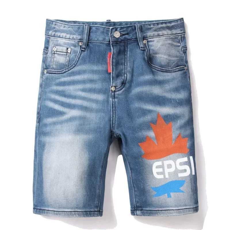 New Summer Mens Italian Street Denim Jeans Mens Light Blue Straight Denim Shorts Fashion Casual Jeans X260526