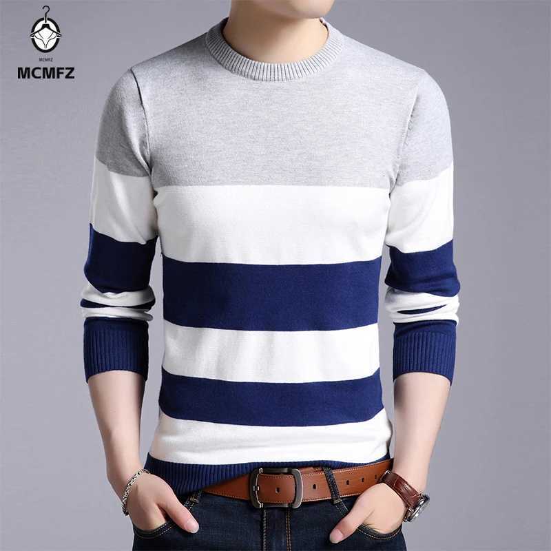 New Mens Casual Striped Long Sleeved Knitted Shirt Fashionable and Comfortable All Season TopT251103