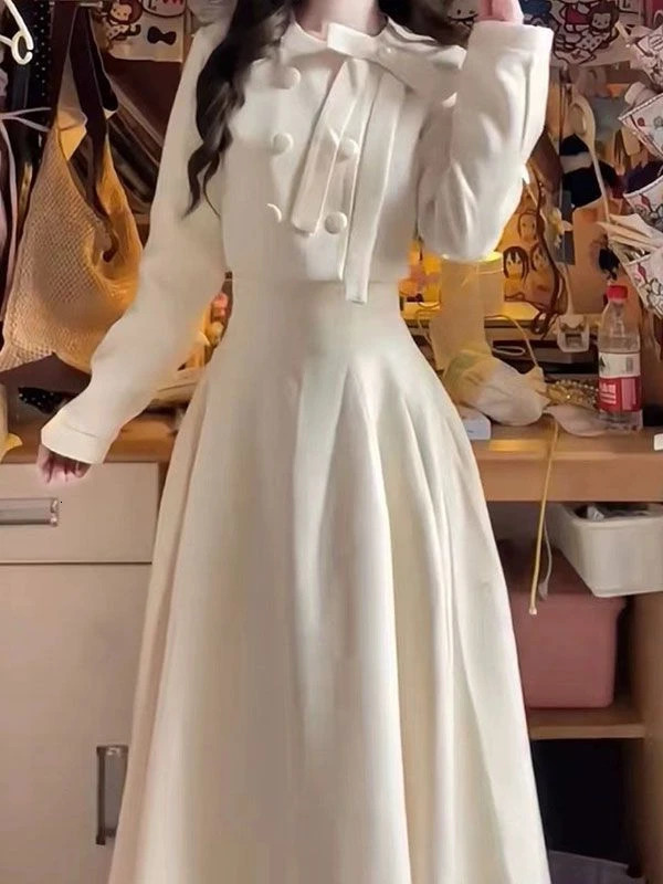 French senior princess style wear suit womens autumn n feeling bow jacket waist and thin skirt 251103