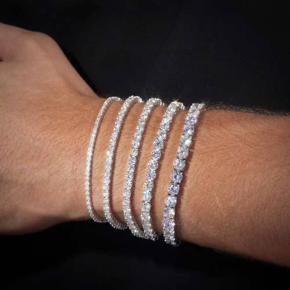 Wholesale Custom Pass Diamond test 925 Sterling Silver Moissanite Bracelet Iced Out Chain Link Hip Hop Fine Jewelry Women Men