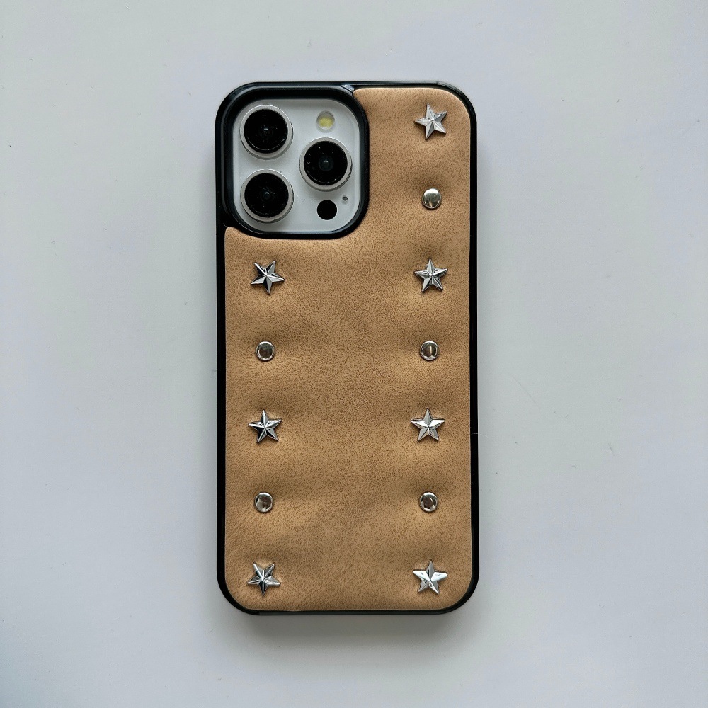 Studded Star Bread Phone Case Compatible with iPhone 17/16 Personalized Solid Color iPhone 15/14 Pro Shockproof