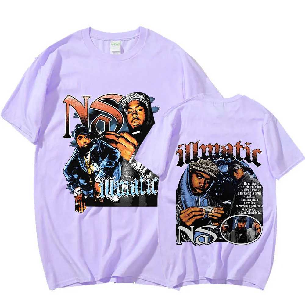 Rapper Nas Illmatic Graphic T Shirt Men Fashion Vintage Style T-shirt Male Casual Gothic Short Sleeve Tshirts Hip Hop Streetwear X250403