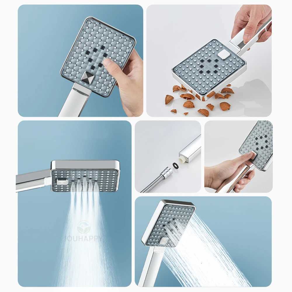 High Pressure Shower Adujstable 3 Mode Water Saving Rainfall Shower Nozzle Large Flow Shower Bathro Accessories Y251103