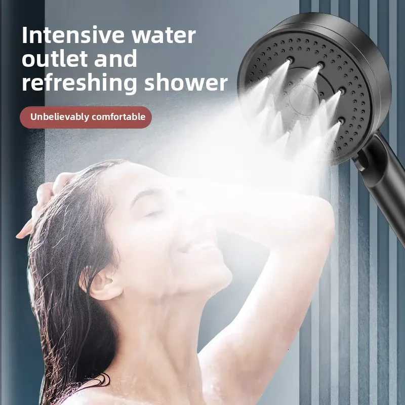 Black 5 Modes Shower Adjustable High Pressure Water Saving Shower Water Massage Shower Bathro Accessories Y251103qw