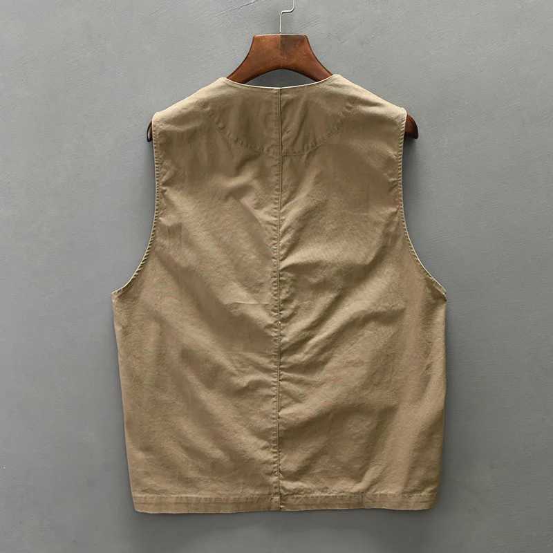 100% cotton sleeveless American cargo vest fall sports vest coat X250403