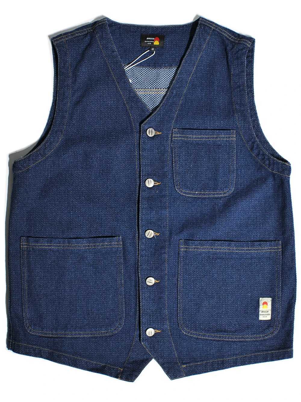 American Retro Amekaji HK Style Gentleman Yuppie Handsome V-neck Denim Vest for Men Autumn Vintage 100% Cotton Pocket Workwear X250403
