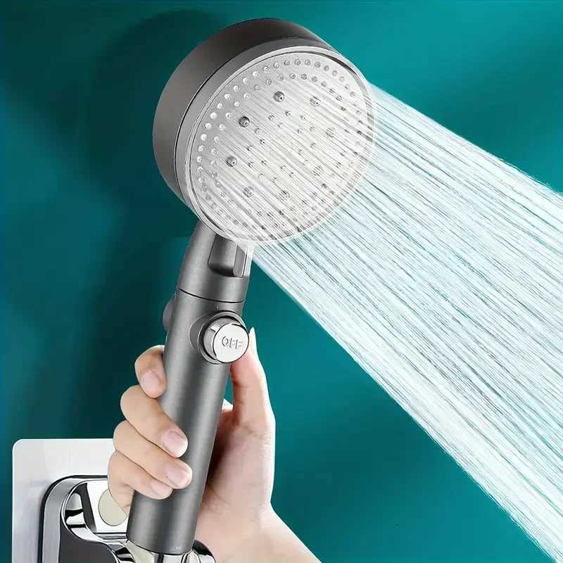 Grey High Pressure 5 Modes Hand Held Shower Set Filter with OnOff Pause Universal Bathro Accessories Y251103