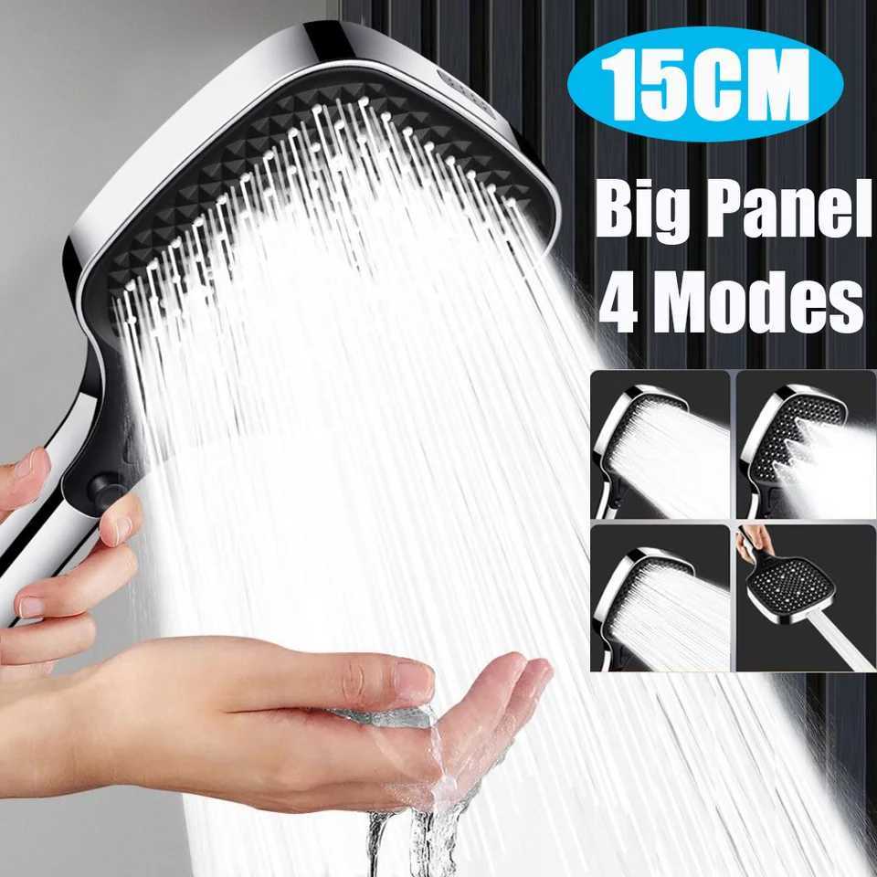 Upgraded 15CM Big Panel Large Flow Square Shower 4 Modes Adjustable Shower High-pressure Water-saving Handheld Shower Y251103