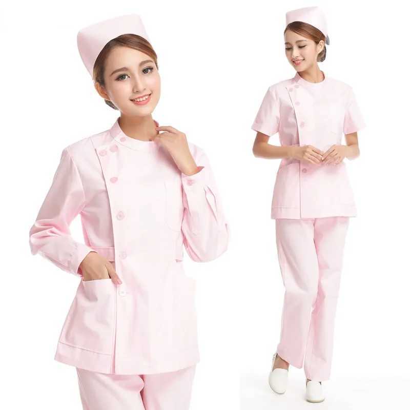 White long Sleeve scrubs uniforms women Pet Grooming Clinic Nursing Clothes Workwear Nurse Scrub Work Pink Medical Uniform J251103