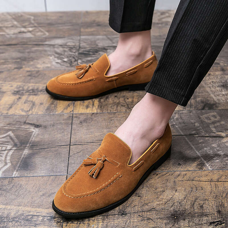 Spring new plus size 48 niche fashion leather for men lazy outdoor bean shoes