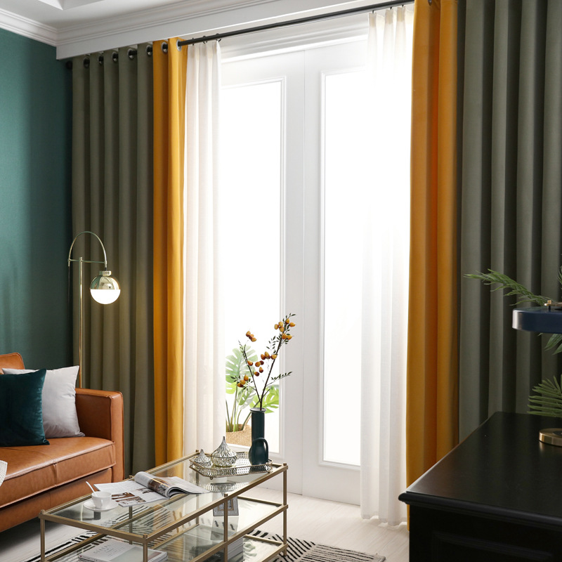 B441 2pcs Modern 100% Blackout Curtain with Coated Lining, Curains for Bedroom, Living Room, Dining Room, Bathroom, Home Decor