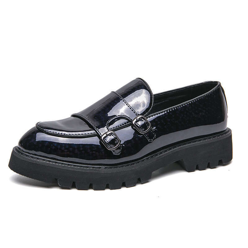 2024 shoes in plus size, new casual leather fashionable men's set shoes, trendy British style hair