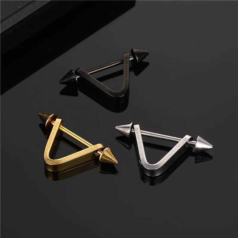 Korean V Simple Personality Triangle Stud Earrings Punk Stainless Steel Geomertic Earring For Fashion Women Men Jewelry C251103