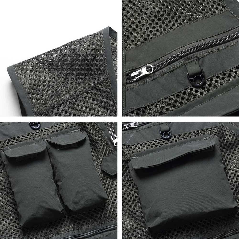 Summer Mesh Vest For Men Spring Autumn Male Casual Thin Breathable Multi Pocket Waistcoat Mens Baggy 5XL Vest With Many Pockets X250403