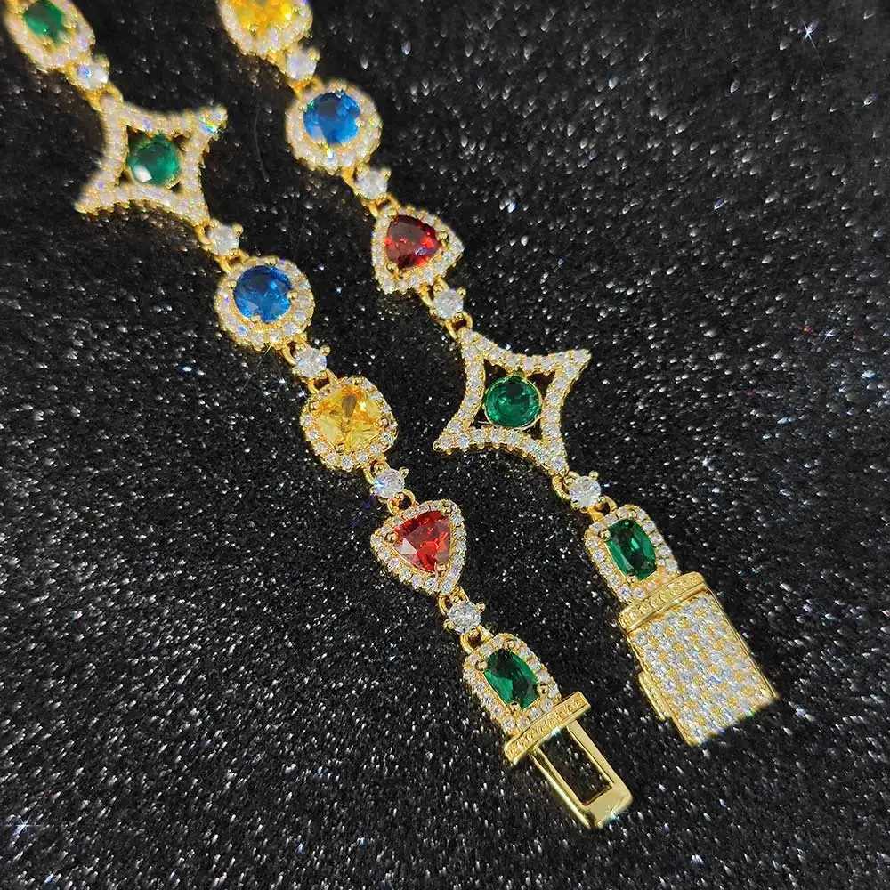 New Promotion Cute Color Bracelet Charm Women 18k Gold Plated Three Color Diamond CZ Bracelet Hip Hop Jewelry Y250329