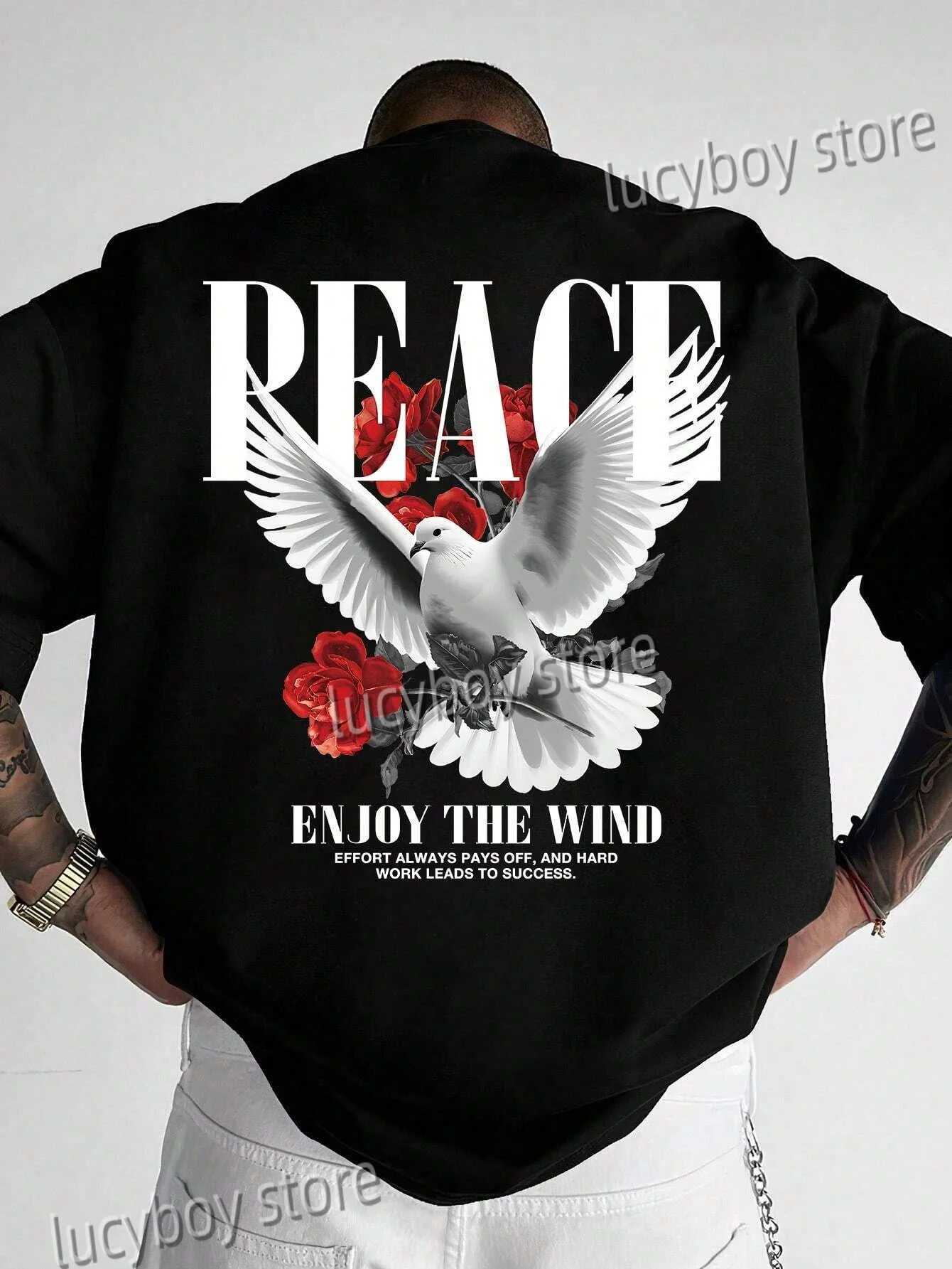 Men Summer 3D Peace Dove Printed T-Shirt Man Short Sleeve Round Neck Fashion TeeS Vintage Casual Oversize Tops Men Clothes X250403