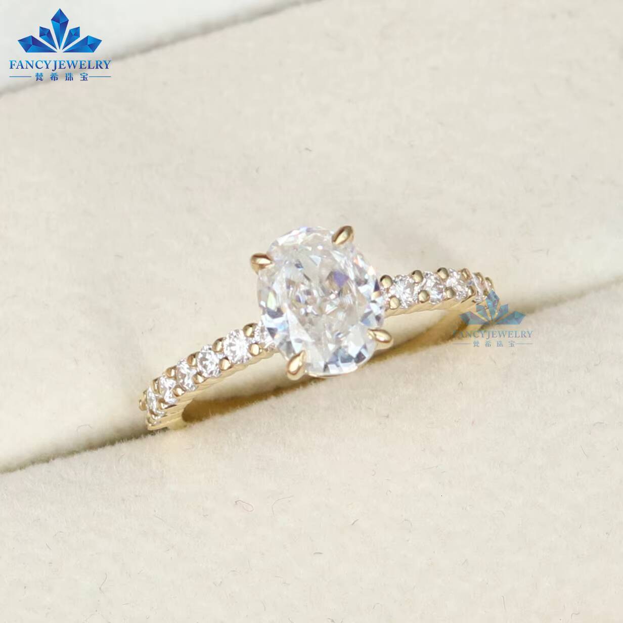 1CT 2CT 3CT Oval 3 EX Cut VVS Lab Grown Diamond 14K 18K Gold Classic Engagement Ring for Bridal With IGI Lab Grown Diamond - view 7