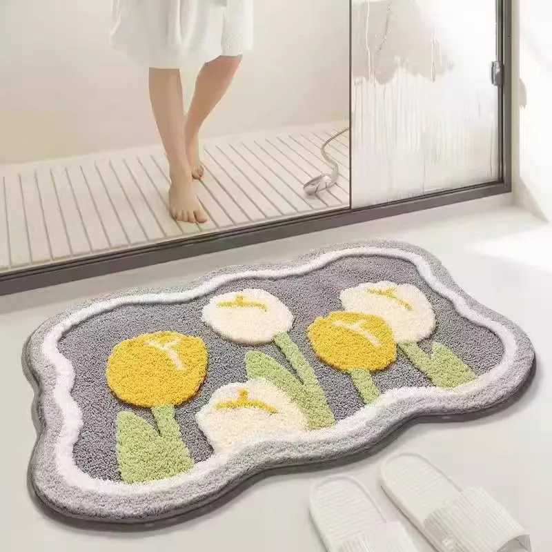 Bathroom floor mat Imitation cashmere absorbent floor mat at the door of the bathroom Household plush soft carpet C251103