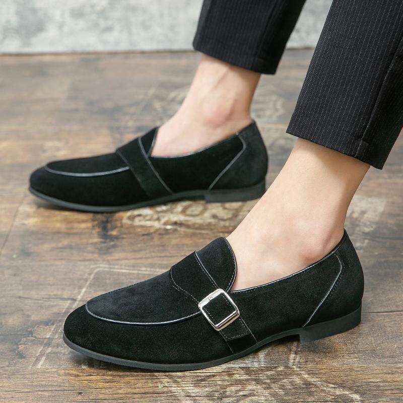 Large size frosted leather bean men's loose fitting, one foot lazy shoes, four seasons youth loafers