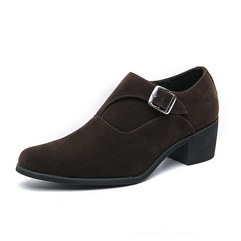 Large size high-heeled 2024 Spring and Autumn new thick soled casual 37-46 trendy height increasing leather shoes