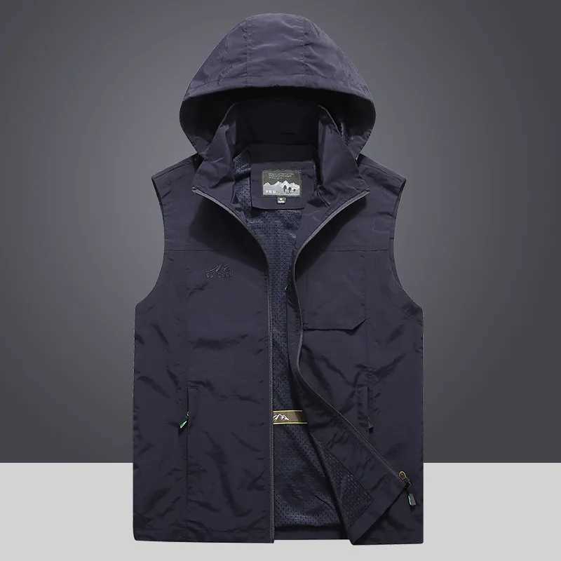 BOLUBAO 2024 Outdoor Casual Vest For Men Solid Color Hooded Large Pocket Coat High Quality Design Casual Vest For Men X2504032