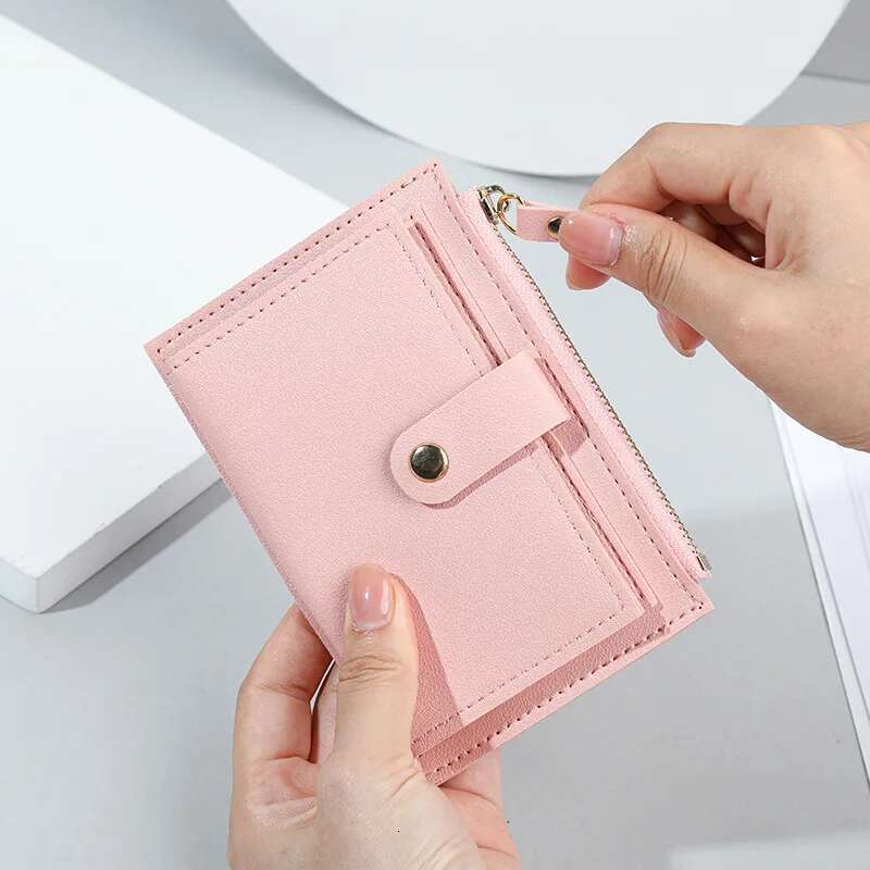 Women PU Leather Female Purse Mini Solid Multi-Cards Holder Coin Short Wallets Slim Small Wallet Zipper Hasp
