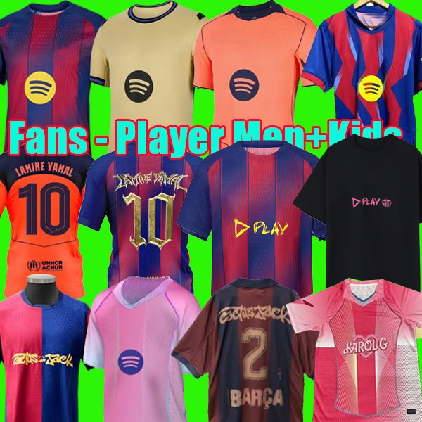 25 26 LAMINE YAMAL LEWANDOWSKI soccer jerseys men kids black football shirts kit 2025 2026 Camiseta sets barcalona Travis pink goalkeeper RASHFORD men and kids