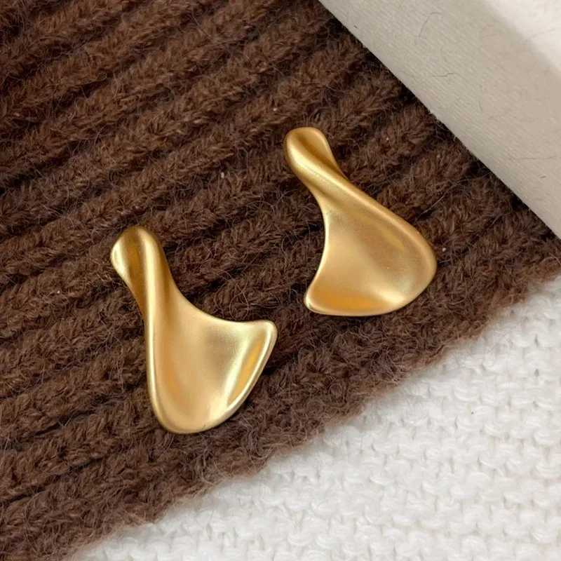 Real 925 Sterling Silver Distorted Irregular Geometric 18K Stud Earrings for Women Trendy Fine Jewelry Minimalist Accessories C251103
