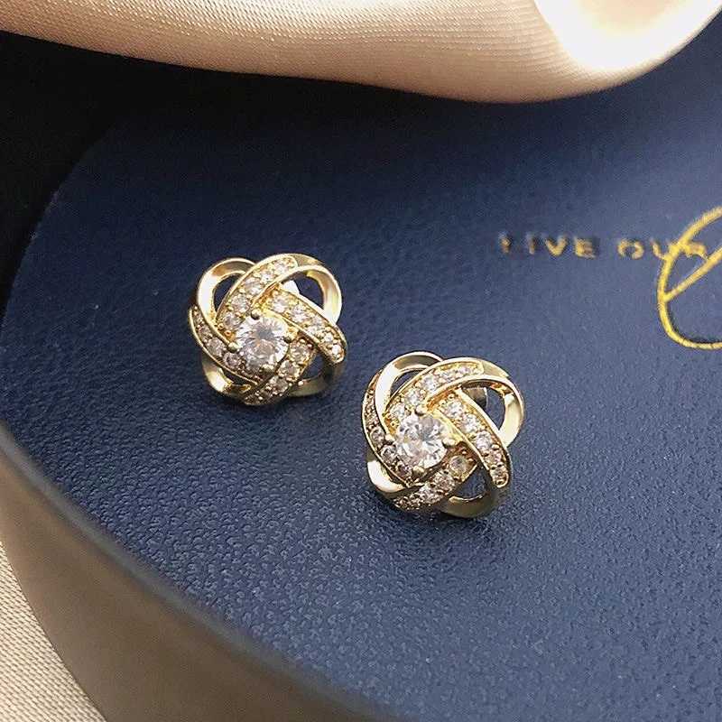 Exquisite Women Girls Cross Crystal Earrings Jewelry Korean Style Fashion Lady Elegant Shiny Boutique Decoration Ear Rings C251103