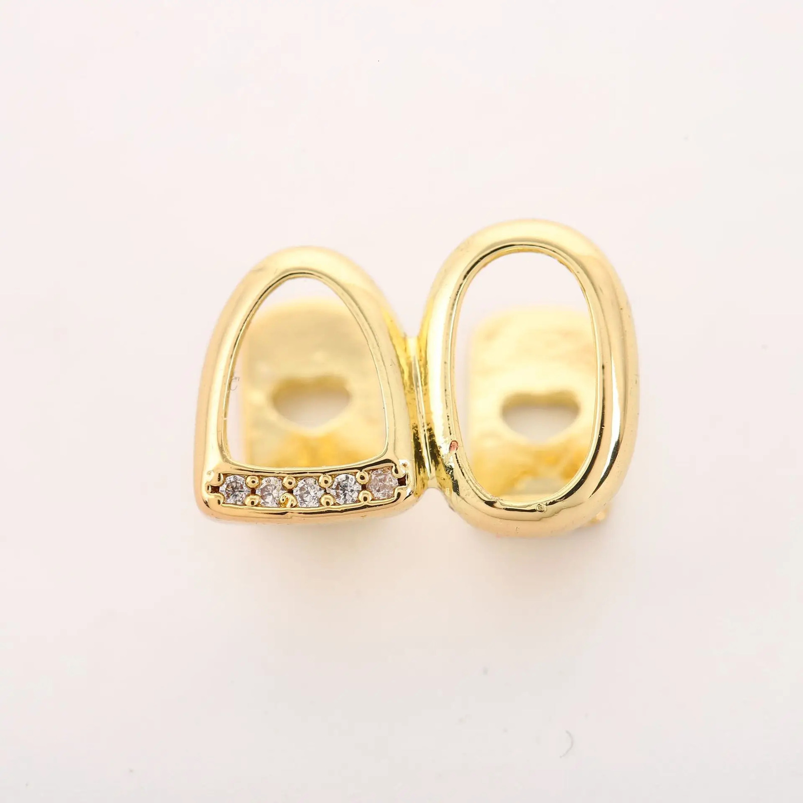 2 Hollow Style Bling Iced Out Teeth Hip Hop Top Bottom Grills Dental Mouth Punk Teeth Caps Cosplay Party TG135 250402