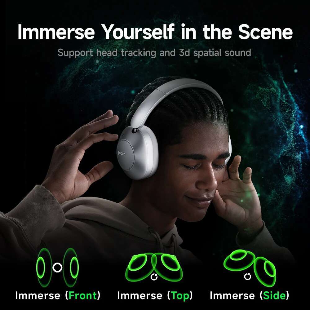 Picun F6 Active Noise Cancelg Wireless Headphones Head Tracking 3D Audio 40mm Hi-Res ANC Bluetooth Headset HIFI APP Control