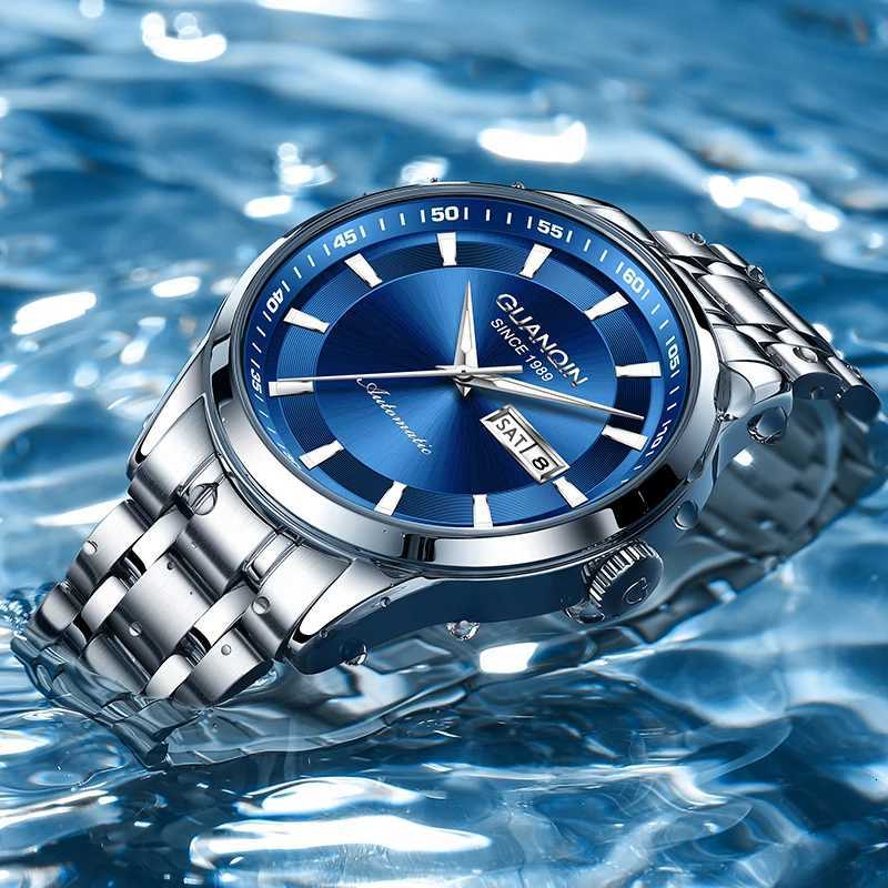 GUANQIN Men Mechanical Watch Automatic Movement Stainless Steel Luxury Business Leisure Luminous Waterproof Watches for ManW251104