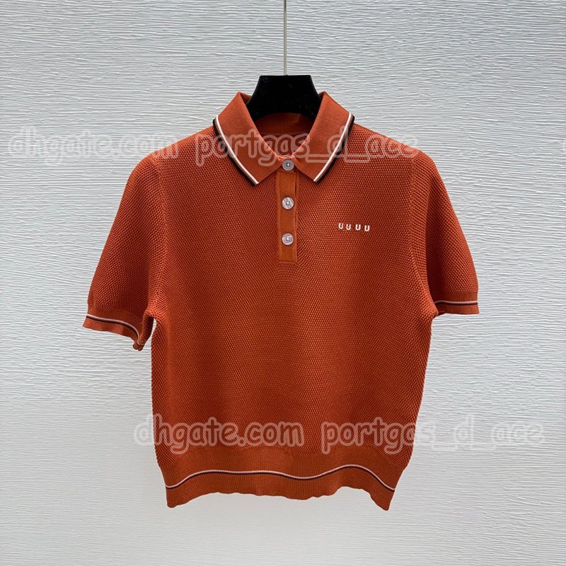 Women Knits Polo Shirts Designer Embroidered Lapel Neck Sweaters Tops Summer Oversize OL Business Short Sleeve Tees