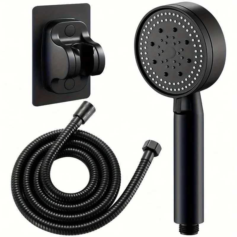 HighPressure Handheld Shower with Stand and Hose 5 Adjustable Water Flow Modes Round Plastic Bathro Accessory Y251103