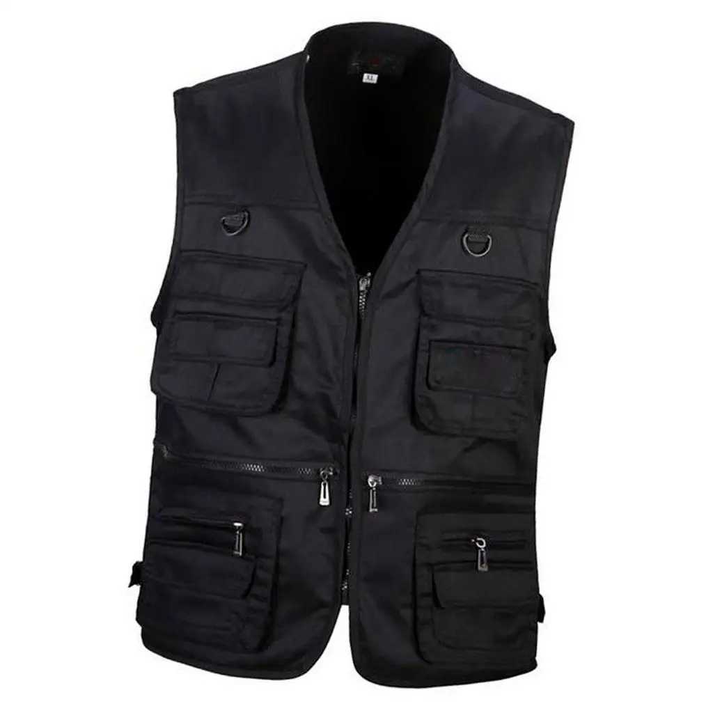Mens Multi Pocket Zip Vest Hunting Fly Fishing Travel Summer Autumn Outdoor Sport Quick-Dry Waistcoat Jacket XL/XXL/XXXL X250403